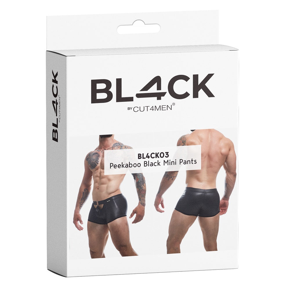 c4m-peekaboo-black-leatherette-mini-pants-small